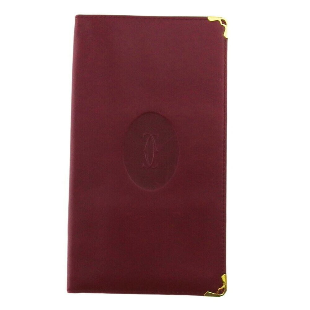 Cartier long pills mast line Bordeaux leather Auth used B1158